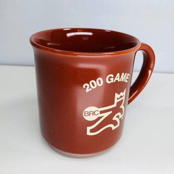 Vintage BRC 200 Game Brunswick Recreation Bowling Center Mug Brown EUC - Picture 8 of 9